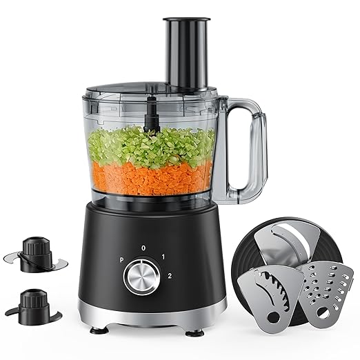 NEWBULIG Food Processor 10.5 Cup, Vegetable Choppers with Slicing Shredding Chopping Kneading, Dishwasher Safe, Food Grinder, Stainless Steel Blades, for Smoothie Fruit Dough, 2.6QT
