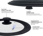Walfos Universal Lid, Tempered Pan Lid with Heat Resistant Silicone Rim, Fits All 7" to 12" Diameter Cookware, Pots, Pans and Skillets (2Pk)