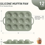 12 Cups Silicone Muffin Pan with Metal Reinforced Frame Cupcake Pan Tray Egg Molds Parents Stepdad Pawpaw Who Want Nothing Everything Future Groom Bride Law Christmas Xmas Happy Birthday Gifts Ideal