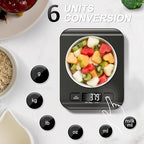 Food Scale, 11lb Kitchen Scale with 6 Units Tare Function & LCD Display, 0.05oz/1g Stainless Steel Digital Food Scale Grams and Ounces for Baking, Cooking, Dieting and Meal Prep (Black)