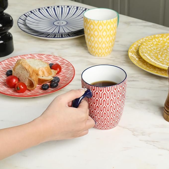 Selamica Ceramic Dinnerware Sets for 4, 16 Pieces Plates and Bowls Sets, Dishes set for 4-Chip and Scratch Resistant, Dishwasher&Microwave Safe, Assorted Colors