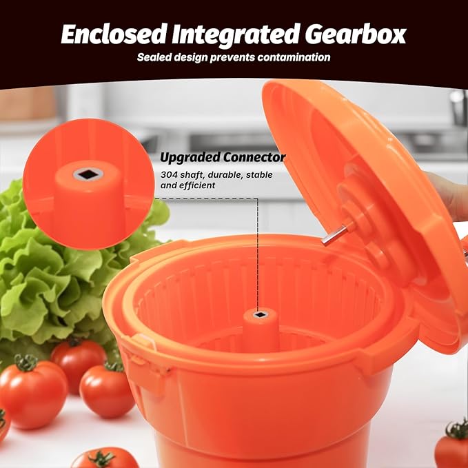 CMI 2.5 Gal/10 Qt Large Commercial Salad Spinner Jumbo Manual Lettuce Dryer-Dries up to 4 Heads of Lettuce, Orange (SP-9.5)