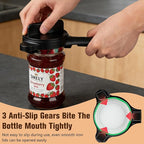 4 in 1 Multi-Purpose Jar Opener,Adjustable Stainless Steel Jar Opener,Multi-Functional Retractable Jar & Bottle Openers,Multi Size Lid Tool for Jars Cans Wine Bottles,Home Kitchen Helper(Black)