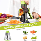 Rotary Cheese Grater with Handle Kitchen Shredder Slicer Grater Slicer Ice Shaver Cheese Vegetable Nuts Potato Zucchini Chocolate 3 Interchangeable Blades (Green TSP)