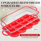 2 Pcs Heart Shaped Muffin Pan with Metal Reinforced Frame 12 Cup Nonstick Silicone Heart Cake Mold for Baking 2.5 Inch Cupcake Tray (Red)