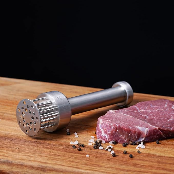 Stainless Steel Meat Tenderizer Tool with 21 Sharp Needles - A Meat Tenderizer Mallet for Chicken and Beef, Durable Meat Mallet Hammer, Easy-Grip Meat Hammer Tenderizer