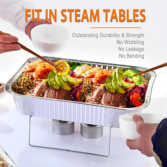 Aluminum Foil Pans 9x13 Disposable – 30 Pack Half Size Aluminum Foil Heavy Duty deep Steam Table Pan, Tin foil Turkey Sheets Tray Chafing Grill Accessories for Cooking, Baking, Storing, Food Prepping
