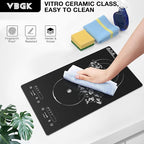 VBGK Electric Cooktop,110V 2100W 2 Burner Electric Cooktop,Countertop and Built-in Stove top with 9 Power Levels,Child Safety Lock, Timer, LED touch control,Overheat Protection