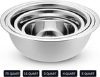 WHYSKO Stainless Steel Mixing Bowl Set, 10 Piece Stainless Steel Mixing Bowls with Lids Set for Food Prep Storage and Serving, Dishwasher Safe for Kitchen Baking Cooking, White