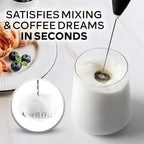 Zulay Kitchen Powerful Milk Frother Wand With 4 AA Duracell Batteries - Ultra Fast Handheld Drink Mixer - Electric Whisk Foam Maker for Coffee, Lattes, Cappuccino, Matcha & Creamer - Metallic Black