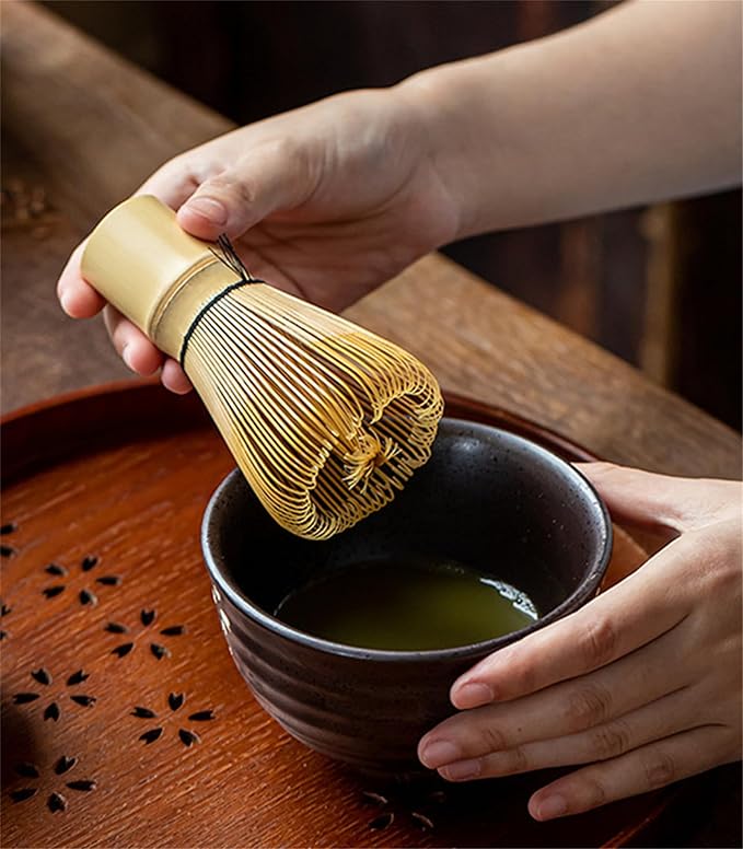 Matcha Whisk - Bamboo Whisk for Matcha Powder, Handcrafted Organic Traditional Japanese Chasen, 100-Prong Matcha Stirrer Wisk Mixer Brush for Authentic Tea Preparation
