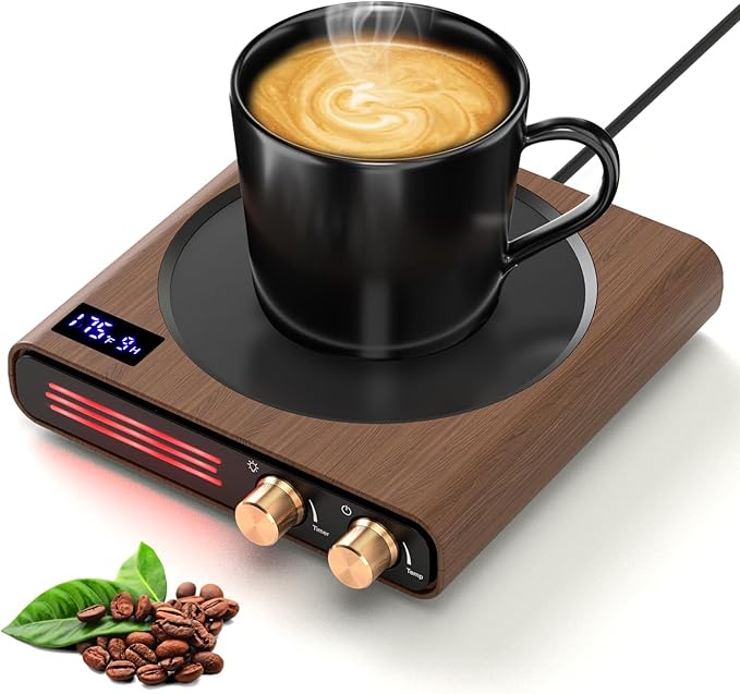 Mug Warmer, CEROBEAR 50W Coffee Cup Warmer for Desk with 9 Tempreture Settings, 1-9Hrs Auto Shut Off Smart Candle Warmer with LED Lights, Electric Beverage Warmer Plate for Coffee, Tea, Water, Milk