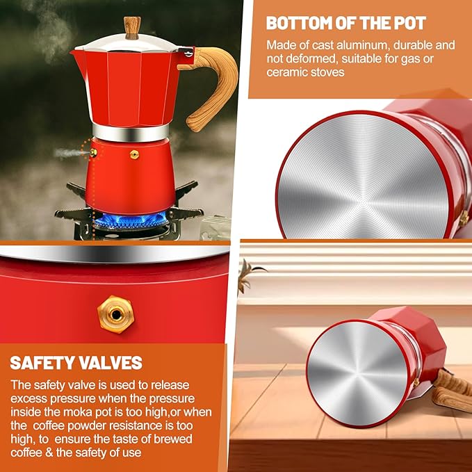 12 Cup Aluminum Espresso Stovetop Moka Pot Express Coffee Maker Percolator Italian Classic Mocha Coffee Machine for Italian and Cuban Cafe Brewing for Home & Camping 600ml 20oz