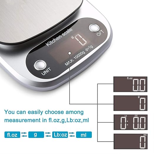 Food Scale 22lb Weight Grams, Digital Kitchen Scales and Ounces for Cooking, Baking