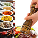 Wooden Pepper Mill Set Salt Black Pepper Grinder Kit Manual Mills Solid with Strong Adjustable Ceramic Grinders 2 Piece 8 Inches