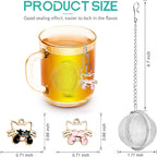 2pcs Tea Infuser,Loose Leaf Tea Steeper Tea Strainer with Cute Cat Charm Stainless Steel Tea Ball Tea Diffuser Tea Infusers for Loose Tea