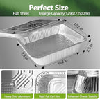 Thickened 30 Pack Heavy Duty Aluminum Pans with Lids, 9x13 Aluminum Foil Pans Disposable, Half Size Steam Table Foil Baking Tray for Cooking, Baking, Roasting & Chafing, Carton Packaging