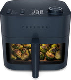 Chefman Crispinator Air Fryer 7-in-1 with 8 Qt Capacity, 450°F Max Temp & TurboFry Pro Technology for Fast, Even Results, Bake, Broil, Dehydrate, Viewing Window, Nonstick Ceramic-Coated Basket