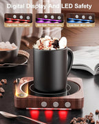 House Gem Mug Warmer - 36W Coffee Mug Warmer for Desk with Temperature Display, 2-12Hrs Auto Shut Off, Smart Candle Warmer - Ideal Coffee Gifts Accessories Keep Beverages Coffee Warmer (Wood) (Wood)