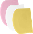SURDOCA Dough Scraper Bench Scraper - 3P 9.5x6.1" Plastic Flexible Bowl Scraper, Sharp Edge & Angles Cake Scraper. Non-Slip Bakeware Decorating Tools Sculpting & Modeling Tools - Yellow+White+Pink