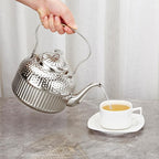 SANQIAHOME Antique 1.8L (60 Oz) Stainless Steel Teapot with Infuser Silver