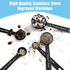 Stainless Steel Measuring Spoons Set of 5, Metal Measuring Cups for Liquid/Food/Kitchen/Baking (Black)