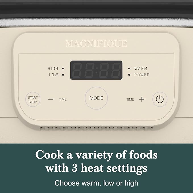 MAGNIFIQUE 6 Quart Programmable Slow Cooker Removable Healthy Nonstick Pot - Small Kitchen Appliance for Family Dinners - Serves 6+ People - Heat Settings: Keep Warm Oatmeal