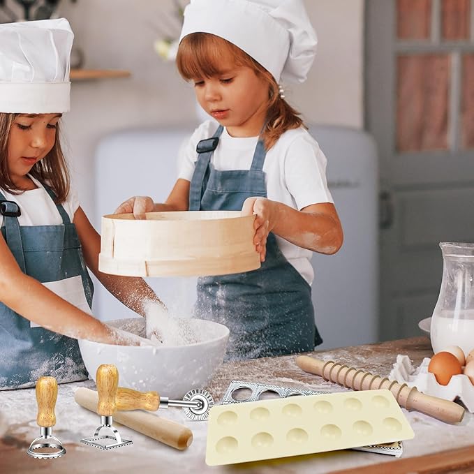 Pasta Making Tools Set, Pasta Making kit Includes 12 Pcs Pasta Making Tools Pasta Making Accessories Wooden Pasta Roller