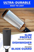 Dalstrong Professional Wide Cheese Grater - Fine - #304 Stainless Steel Blade - G10 Handle Kitchen Shredder - w/Blade Guard - Hard Cheese, Parmesan, Spices, Carrot, Garlic, Ginger - NSF Certified