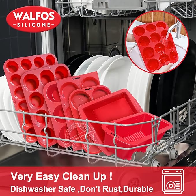 Walfos Silicone Muffin Top Pans for Baking 4inch Jumbo Size, Perfect Results Premium Non-Stick Bakeware Egg Baking Pan, Great for Eggs, Hamburger Bun, Muffin Top and More, Food Grade & BPA Free, 1pc