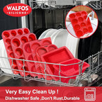 Walfos Mini Silicone Brownie Pan - 2 Piece 6-Cavity Non-stick Square Baking Pan, Perfect for Mini Brownies, Cornbread, Muffin and Cakes, BPA Free and Dishwasher Safe