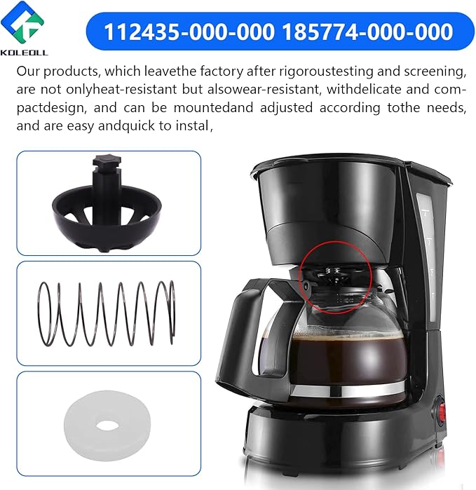 Coffee Maker Brew Basket Stop Valve Kit Replacement Part 112435-000-000 185774-000-000 Compatible with Hamilton Beach Coffee Makers 990117900 990237500