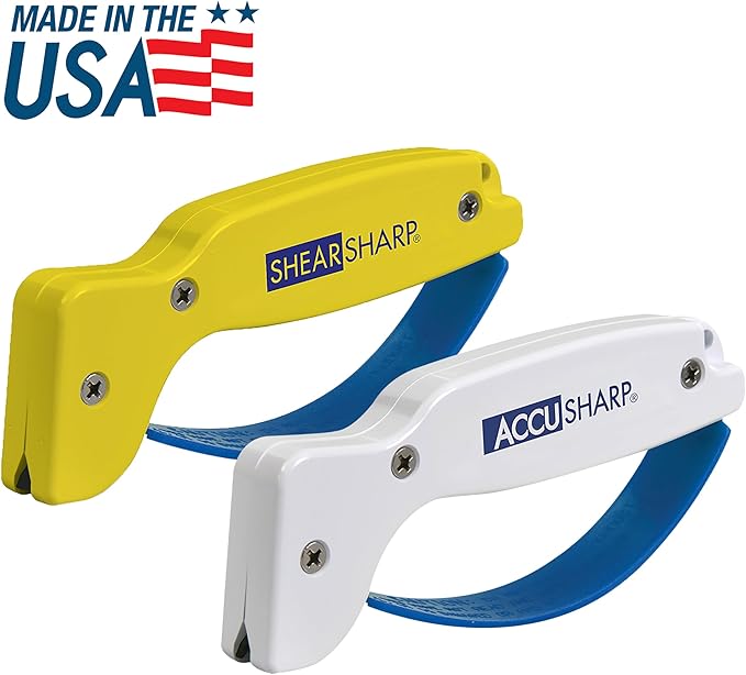 AccuSharp Hand-Held Carbide Blade Sharpener & ShearSharp Scissor Sharpener, Restores and Hones Straight & Serrated Knives, Revives the Edge of General Purpose Scissors