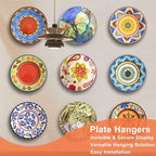 Plate Hangers for The Wall - Stainless Steel Invisible Heavy Duty Wire Plate Holder for 9-10 Inch Decorative Plates, Art Plates & Ceramic Plates with Wall Hooks