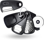 Kitchen Gadgets Set 5 Pieces, Space Saving Cooking Tools Kitchen Accessories - Fruit/Vegetable Peeler, Cheese/Chocolate Grater, Bottle Opener, Pizza Cutter, Garlic/Ginger Grinder Gift Set (Black)