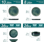 vancasso Starry Plates and Bowls Sets for 6, 24 Pieces Dinnerware Sets, Green Reactive Glaze Dishes Sets for Kitchen, Scratch Resistant Stoneware Dishes Set, Dishwasher and Microwave Safe