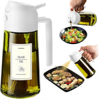 TrendPlain - Original 16oz/470ml Olive Oil Dispenser Bottle for Kitchen Gadgets and Air Fryer Accessories - Olive Oil Sprayer for Cooking w/Stickers - White