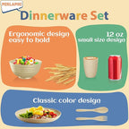 Kitchen Wheat Straw Dinnerware Sets for 4, Unbreakable Kids Dish Set 20 PCS - Dinner Plate/Cereal Bowl/Cup/Fork/Spoon, for Outdoor Camping, RV, Apartment Essentials - Beige
