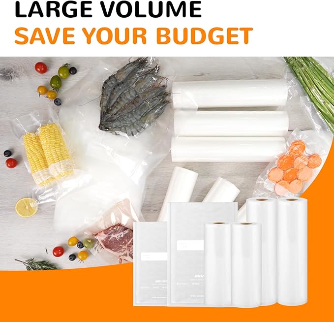 All-in-One Variety Pack Vacuum Sealer Bags & Rolls – 50x 6''x10'', 70x 8''x12'', 2 Rolls 11''x20', 2 Rolls 8''x20' – Premium Commercial-Grade for Food Storage, Meal Prep, & Sous Vide, Wevac