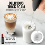 Zulay Kitchen Whisk Milk Frother with 4 Duracell Batteries - Powerful Handheld Foam Maker for Coffee, Lattes, Matcha, Hot Chocolate & Cappuccinos - Whip Creamy Froth in Seconds