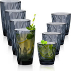 Topsky Plastic Tumblers Reusable,Shatter Proof Cups Drinking Glasses,Unbreakable Plastic Tumblers Beverage Acrylic Juice Wine Cups for Home Picnic Party,Dishwasher Safe,Stackable|10-oz&16-oz|Gray