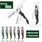 6 Pieces wine key wine opener Stainless wine bottle opener Fold Serrated Foil Cutter wine key for servers for Family, Company Party,Bars,Restaurants(6 Color)