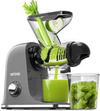 SiFENE Cold Press Juicer Machine, Compact Slow Masticating Juicer with Dual Feed Chute, Easy to Clean Fruit and Vegetable Extractor for Small Kitchen RV, Retro Toggle Switch, White