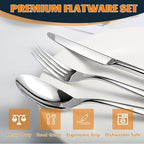 Silverware Set for 4, Heavy Duty Stainless Steel Cutlery Set Flatware Set,20 Piece Premium Silverware, Mirror Polished Modern Cutlery include Fork Knife Spoon Set,Dishwasher Safe