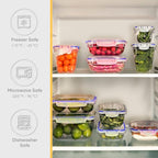 Superio Plastic Food Storage Containers with airtight Lid for Pantry, Fridge- BPA Free, Leakproof Sealed Container- Microwave, Dishwasher and Freezer Safe, Clear (17 Cup- 6 Pack)