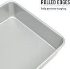 Martha Stewart Gallen 13 x 9 Inch Rectangular Nonstick Carbon Steel Cake and Baking Pan - Durable Silver Bakeware for Cakes, Brownies, and Roasting