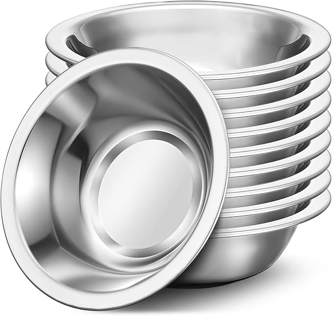 304(18/8) Stainless Steel Mixing Bowls for Kitchen, 10 Pack 7.8" 28.89 fl.oz Metal Mixing Bowls Set Stackable for Baking Serving Cooking Food Prep Storage Dishwasher Safe Lightweight