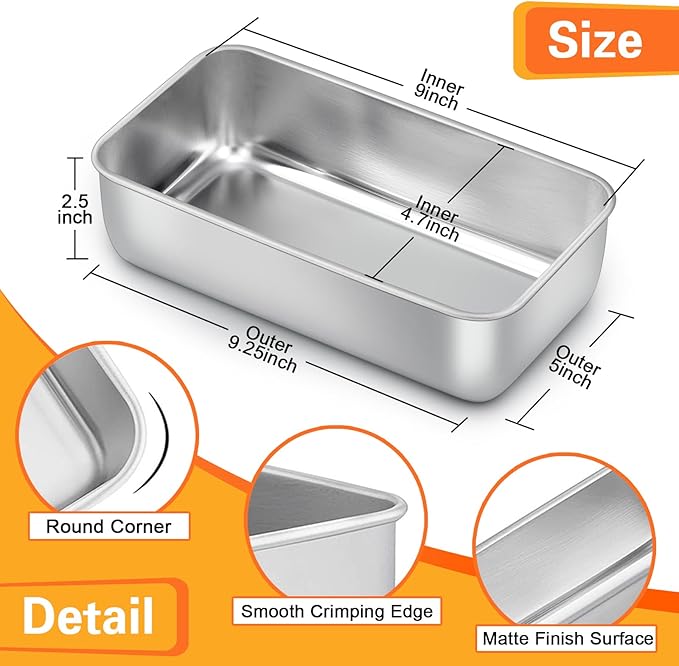 E-far Loaf Pans for Baking Bread 9x5, 12 Pack Stainless Steel Loaf Pan, Rectangle Metal Bakeware Mold for Homemade Banana Bread Meatloaf Brownies, Healthy & Non Toxic, Easy Release & Dishwasher Safe