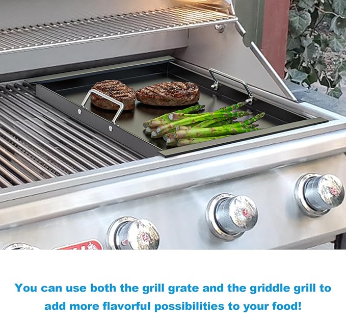 16517 Half Size Griddle Insert for Bull 30" 4 Burner Grill Angus 47628 47629 Outlaw 26038 26039,Bull Premium Grill 18248 18249,Non-stick Carbon Steel Flat Top Cooking Plate Replacement for Bull 65073