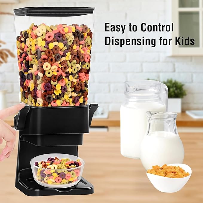 Cereal Dispenser Countertop 3pcs,5.5L Cereal Containers Storage Dispenser for Pantry,Dry Food Storage Rice Containers,Candy Dispenser,Snack Organizer Machine for Grains, Nuts,Oatmeal, Pet Food Black